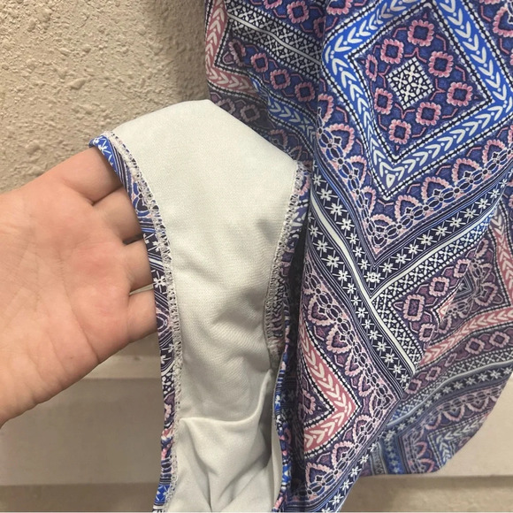 Island Escape Blue & Pink Geometric Underwire One Piece Swimsuit Size 10 - Picture 9 of 9